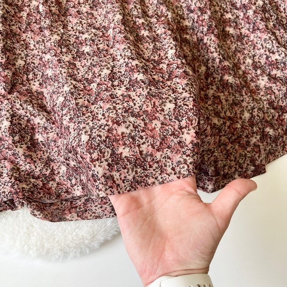 Vintage Ditsy Floral Midi Skirt 90s Boho Skater Pink Burgundy Small - Picture 4 of 8